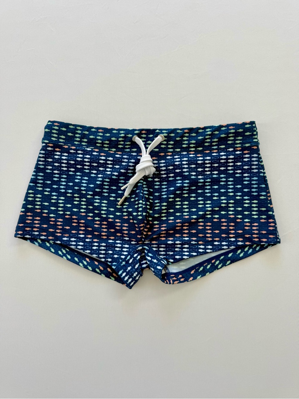 2xist Navy Swim Trunks with Multicolor Fish Pattern
